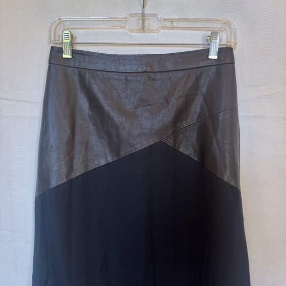 Alice + Olivia Black Lamb Leather trim Maxi Skirt - Picture 6 of 8
